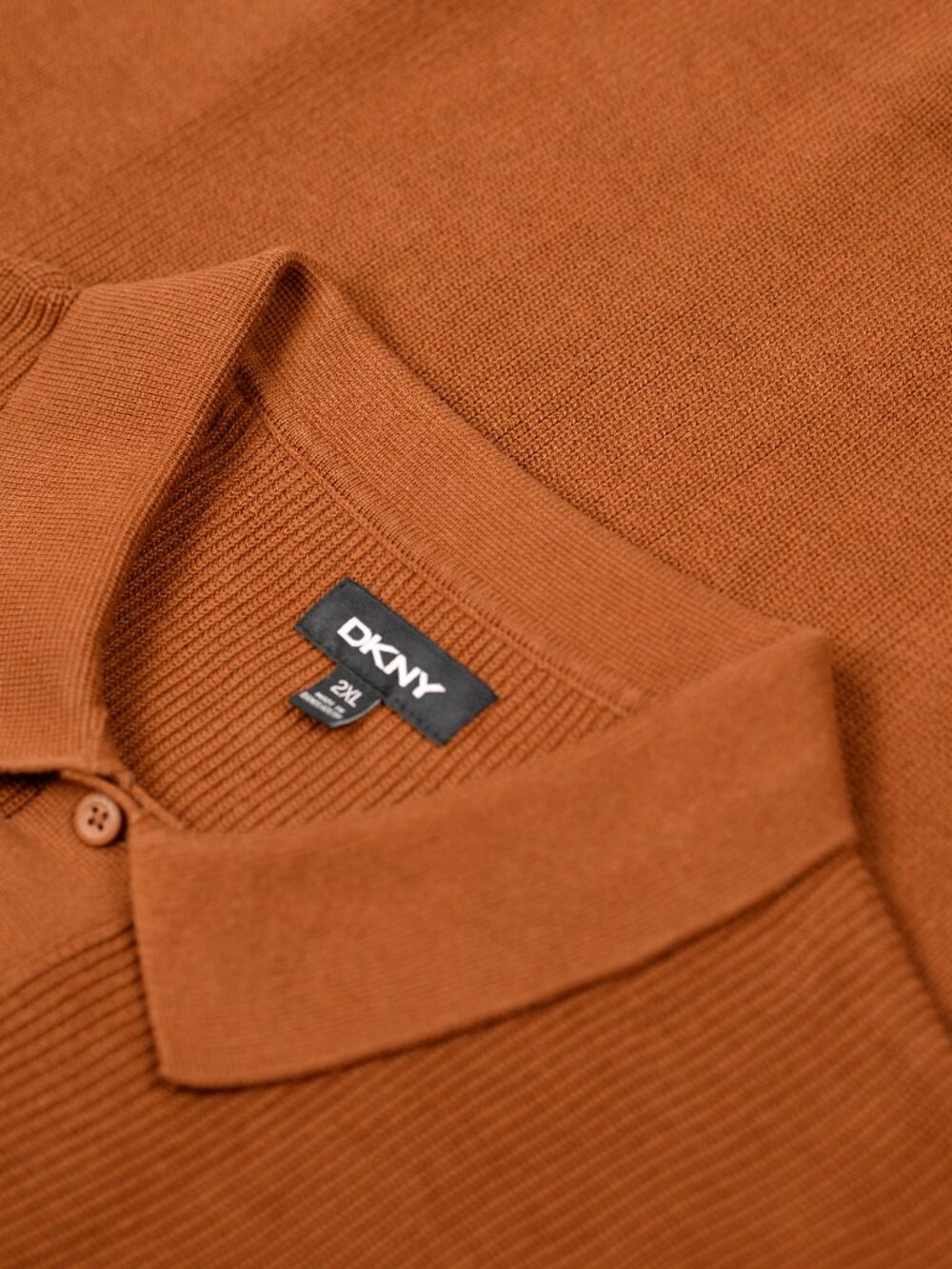 DKNY 100% Cotton Knit Polo -- Mainline Version -- Rust XXL
